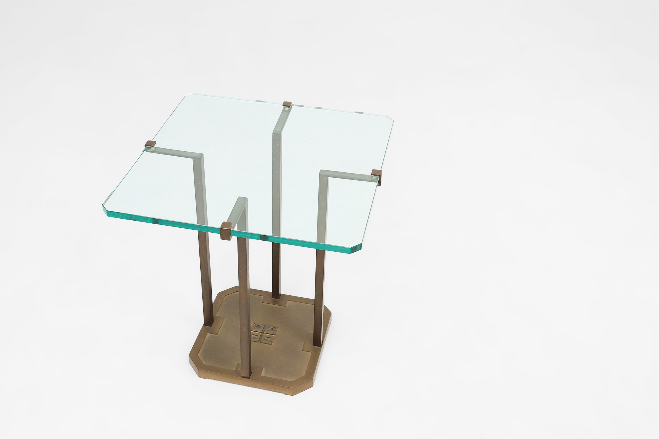 Hollywood regency brass and glass side table Model T18 by Peter Ghyczy, 1970sthumbnail